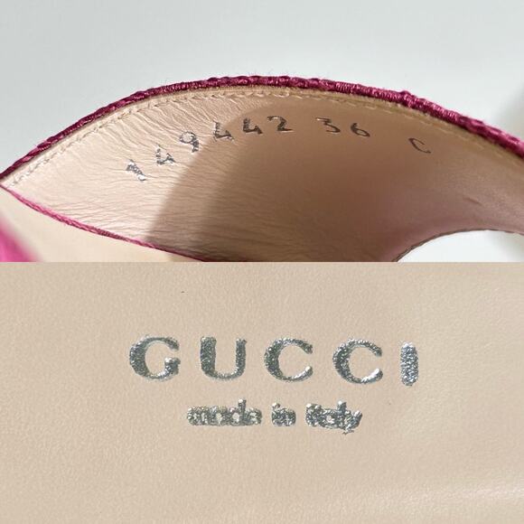 Gucci Vintage 1990s Monogram GG Logo Canvas Mule Slide heels in Plum Pink - Picture 10 of 12